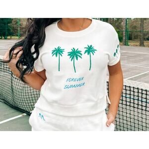 HAVANA: Forever Summer GRAPHIC Cropped Top size Med NWT short Sleeve Beach Baggy